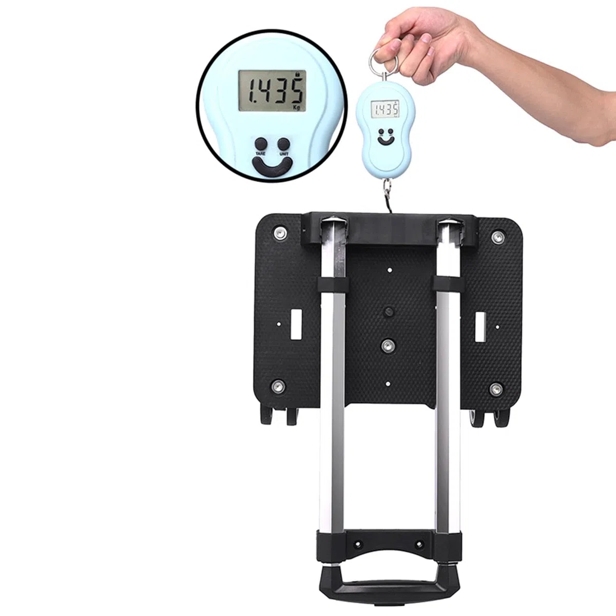 Milageto Carro de Equipaje Mochila Trolley Carro Equipaje Portátil Ligero Ruedas Avión Aluminio Plegable Adecuado para Viajar Estudiar Turismo
