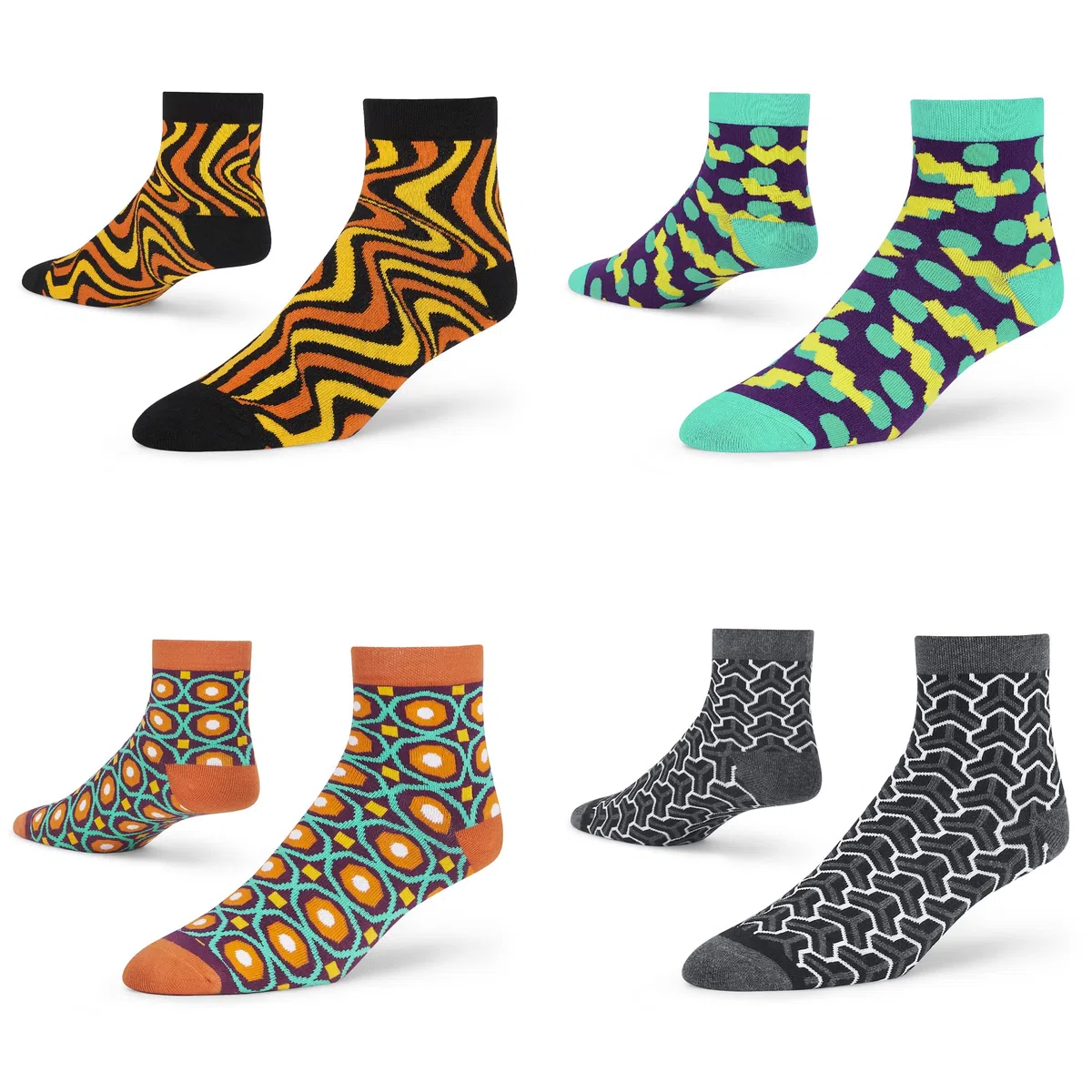 DYNAMOCKS Calcetines de algodón peinado para hombre y mujer (paquete de 4) (multicolor, talla única)