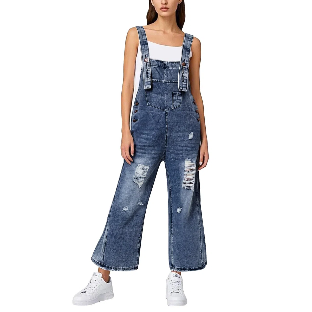 Genérico Mono Vaquero Mujer Monos Peto Primavera Jumpsuit Largo Casual Disfraz Algodón Tejanos Vestir Trabajo Pantalones Invierno Ligero