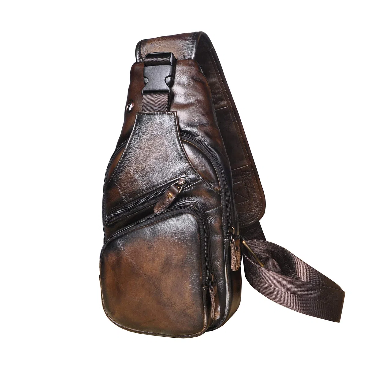 Le'aokuu Hombres Cuero Genuino vendimia Bolsos cruzados bolsa de tableta/paraguas/té bolsa mochila correa para el hombro cruz cuerpo y bolsa de mensajero y bolsa de pecho