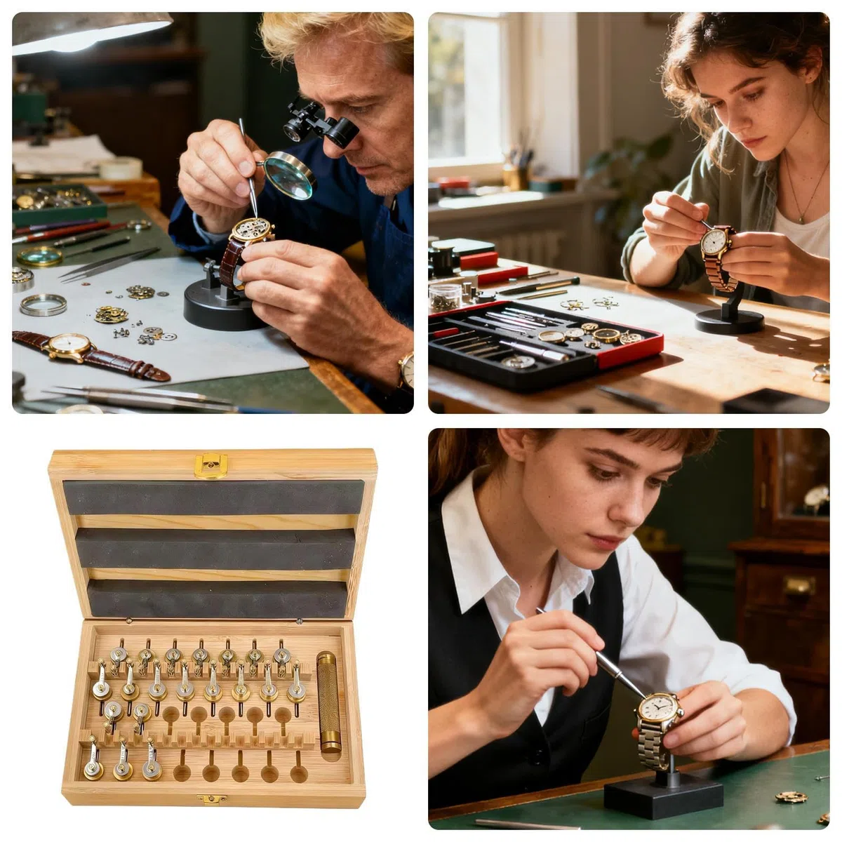 Set de Enrollador de Muelle Real para Relojes Herramientas para Muelle Real | Accesorios de Devanado para Relojeros Para Comercio Mantenimiento Reparación Relojero de Abuelo Industria Doméstica