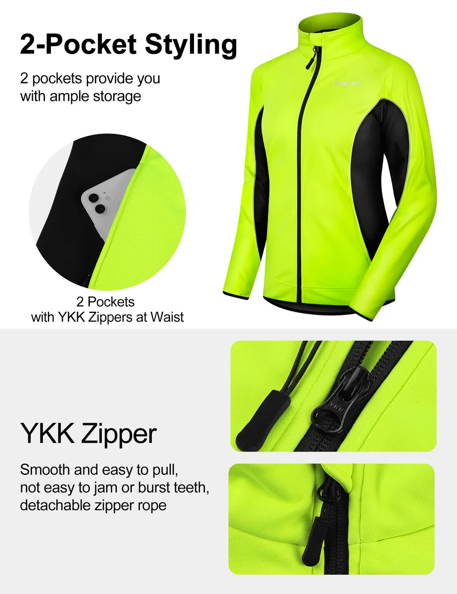 INBIKE Chaqueta Mujer Invierno para Correr y Ciclismo Softshell Impermeable Térmico Polar MTB (WJ802)