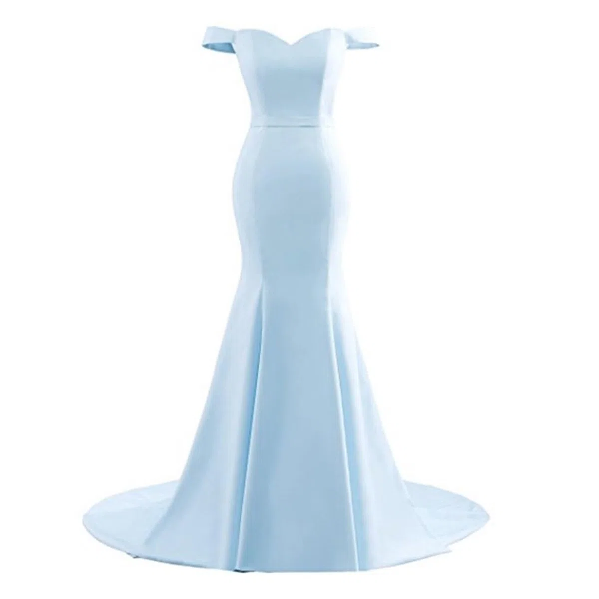 Vestidos de Dama de Honor Vestidos de Dama Honor Azul Real, Vestidos Sirena for Fiesta Bodas, satén, Escote en V, Hombros Descubiertos, Mangas Cortas para la Noche(Deep Blue,16W)