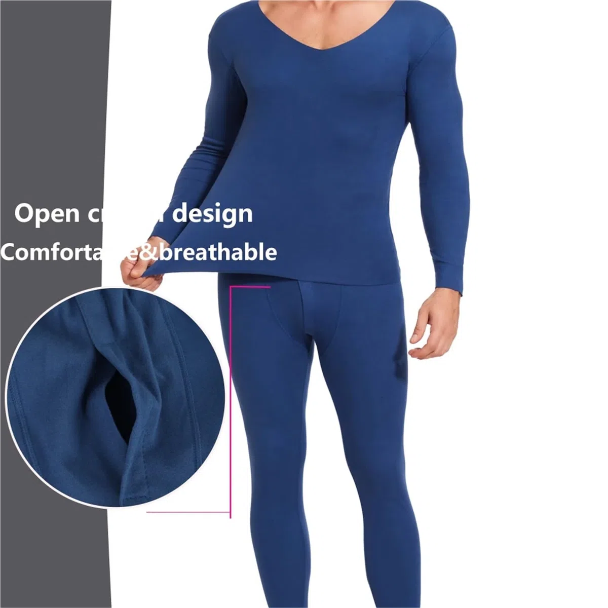 Conjuntos Térmicos Para Hombre Ropa interior térmica cepillada for hombre, conjunto de pantalones de manga larga con cuello en V, sin costuras, cómodos, de invierno Para El Running, El Esquí(Black,4XL