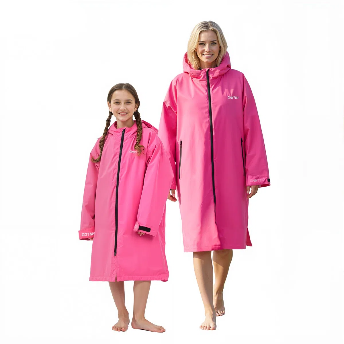 Owntop Bata Impermeable de Cambio para Adultos y Niños - Bata de Playa Seca y Ligera con Forro de Felpa Caliente | Abrigo con Capucha y Manga Murciélago de Gran Tamaño | Para Surf y Natación