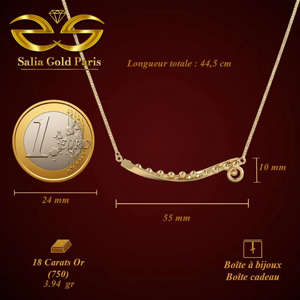 Collar de oro amarillo de 18 quilates, onda de mar con gotas de agua, cadena de cable 44,5 cm, 3,94 gr