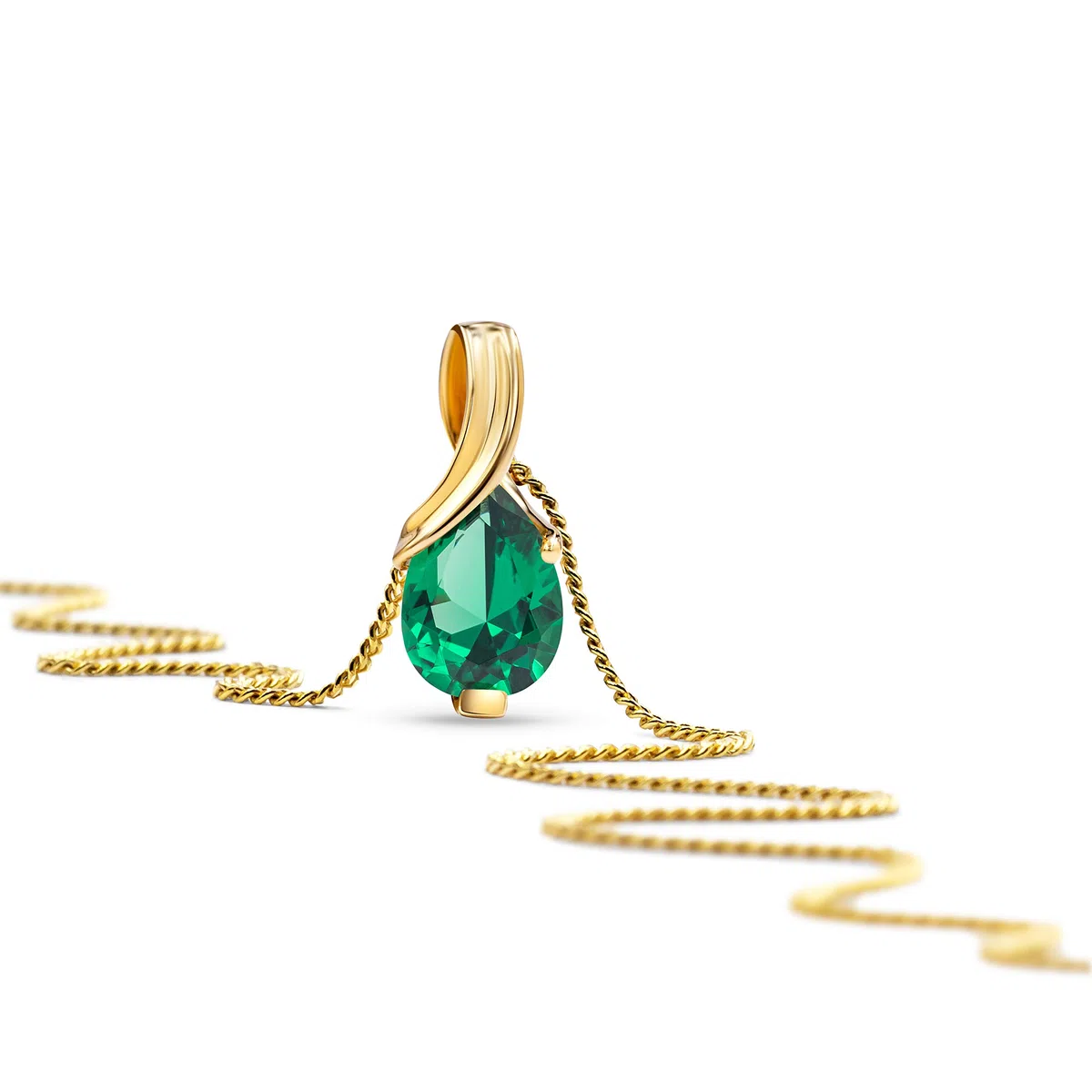 MIORE Collar para mujer en oro amarillo, zafiro en forma de pera, rubí, esmeralda, colgante de 14 quilates 585 con opción de cadena de oro macizo o cadena de plata chapada en oro de 18 quilates, 45