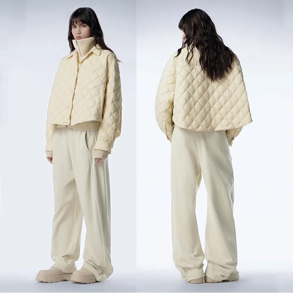 Chaqueta de plumón Ligera y compacta de Invierno para Mujer, Acolchada, sin Capucha, Cortavientos, cálida y Ajustada para montaña.