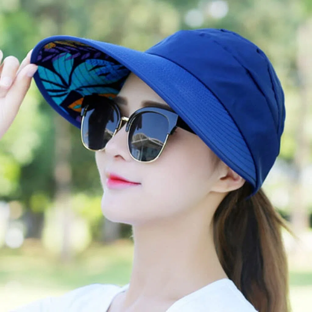 YXWYXWA Summer Sun Protection Plegable Mujeres Borros Anchos Damas Giras para la Playa de Vacaciones
