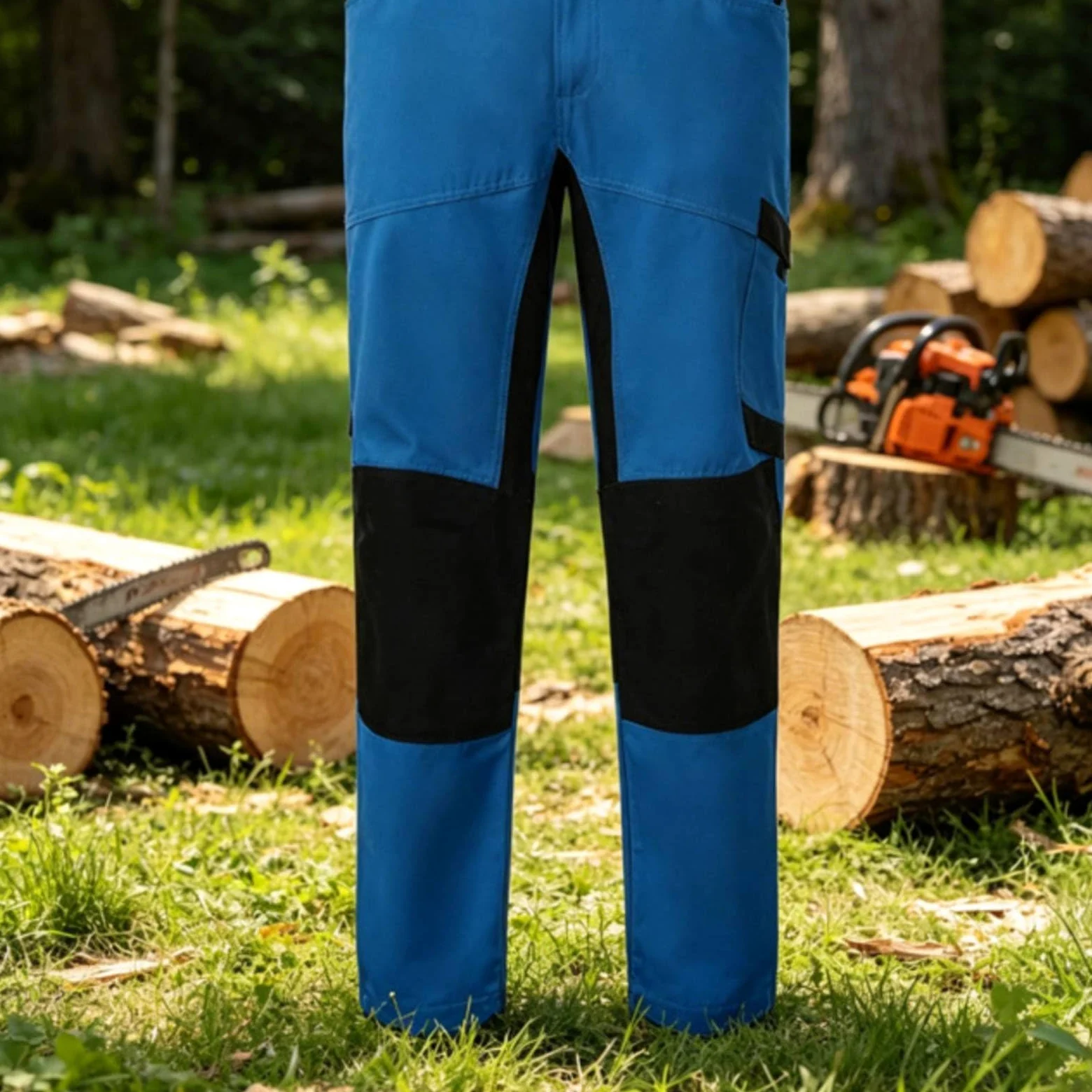Gralara Pantalones de Trabajo Anticorte Multibolsillo Pantalón Anticorte Resistente a Herramientas de Corte Pantalón para Profesionales, Cortar, Light Blue 38