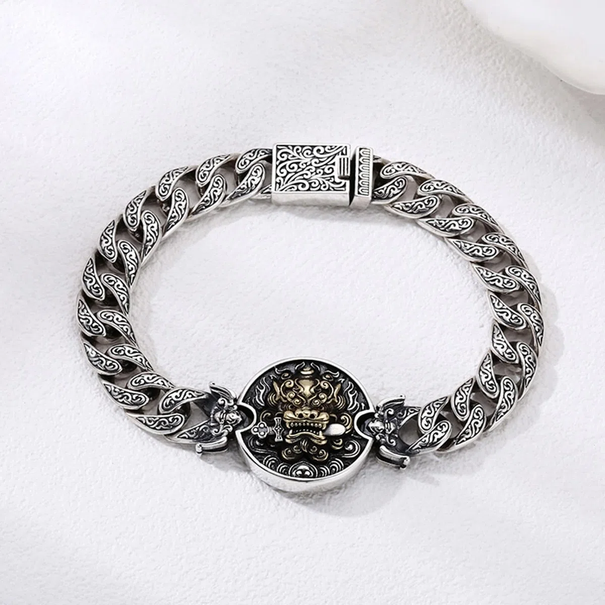 Pulsera para hombre de plata de ley S925, cadena cubana