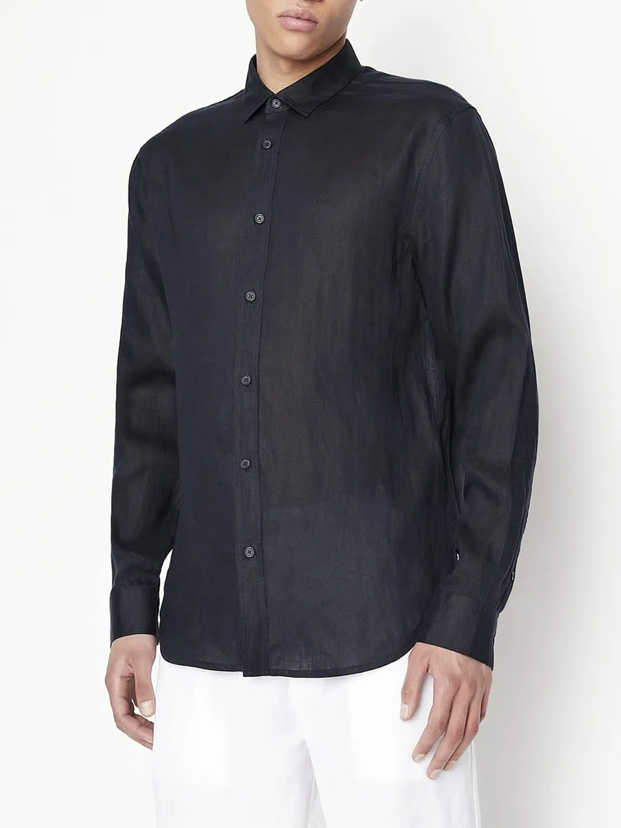 Armani Exchange Regular, Sur Ton Embroidered Logo Camisa de los Hombres