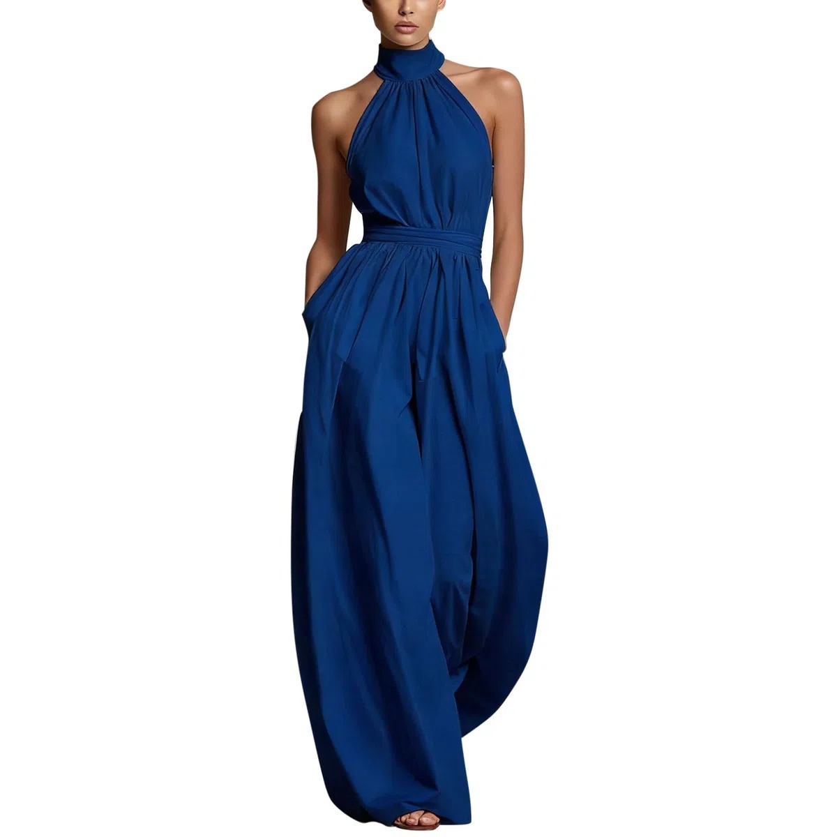 Mono de mujer elegante para boda, traje de pantalón con cuello halter