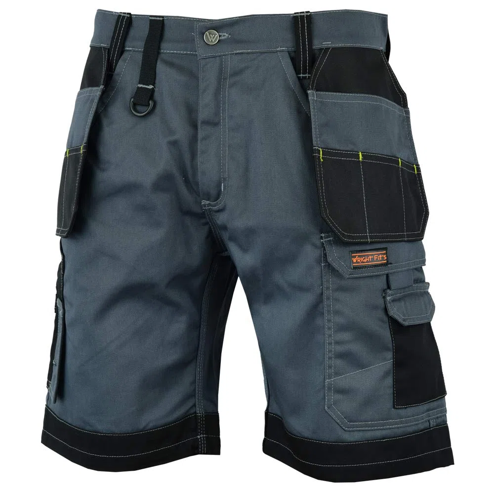 WrightFits Pantalones Cortos de Trabajo con Funda para Hombre - Pantalones Cortos de Verano Cargo de Combate de Seguridad - Múltiples Bolsillos - Triple Costura - Ropa de Trabajo Duradera