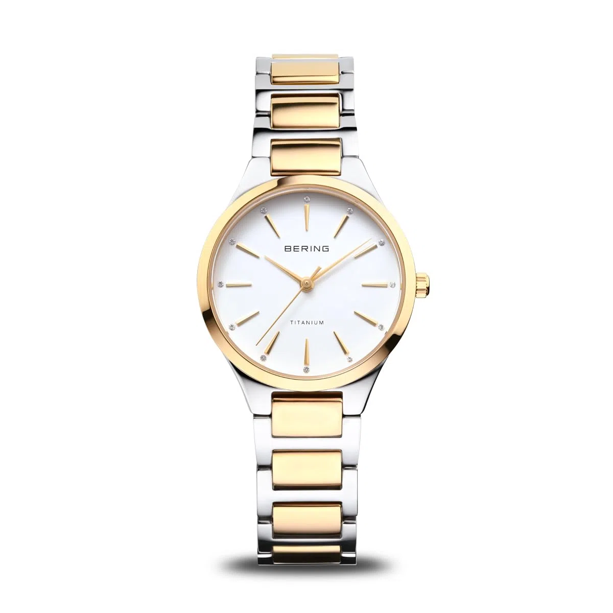 BERING 15630 Reloj de Cuarzo para Mujer con Caja de Titanio de 30 mm y Esfera, Brazalete de Titanio con Detalles de Titanio y Resistencia al Agua de 10 ATM