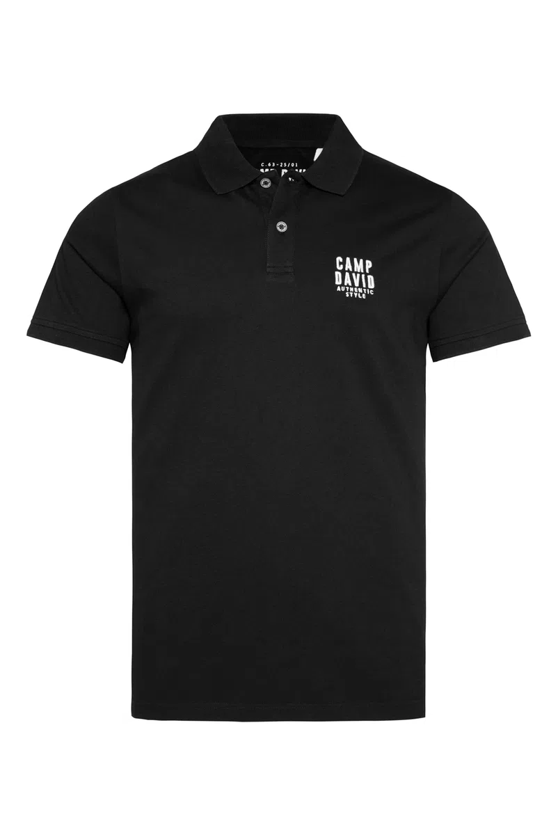 Camp David Polo básico para hombre | Polo de piqué con logotipo bordado, cuello de camiseta y 2 botones | certificado Öko-Tex, mezcla de algodón, transpirable y fácil de limpiar, tallas S – 4XL en 4