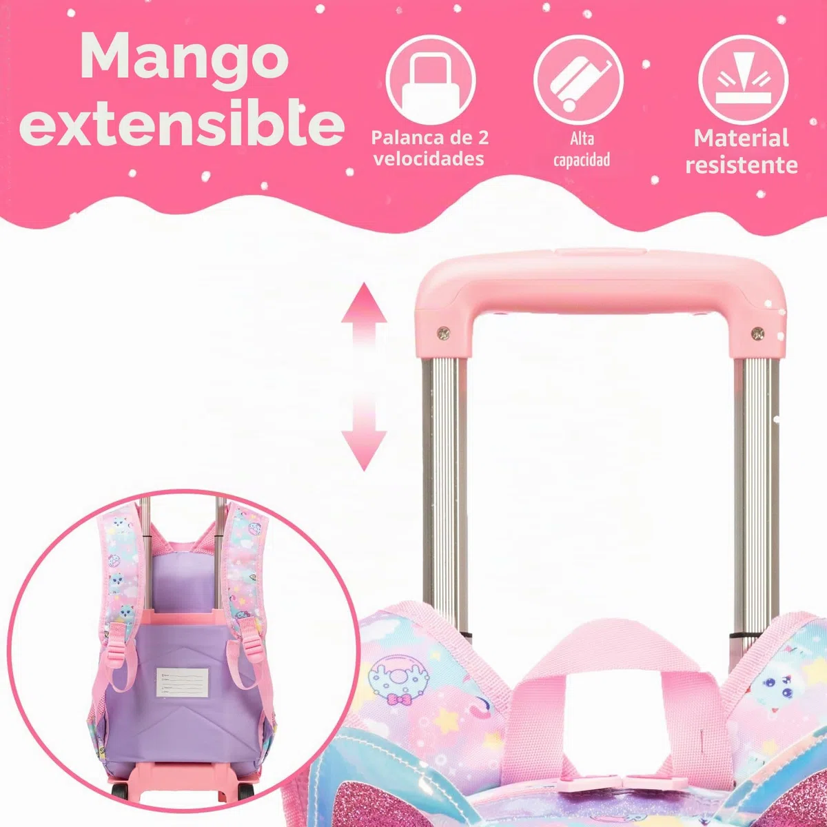 17" Mochilas Escolares con Ruedas Carro Niña Mochila Escolar