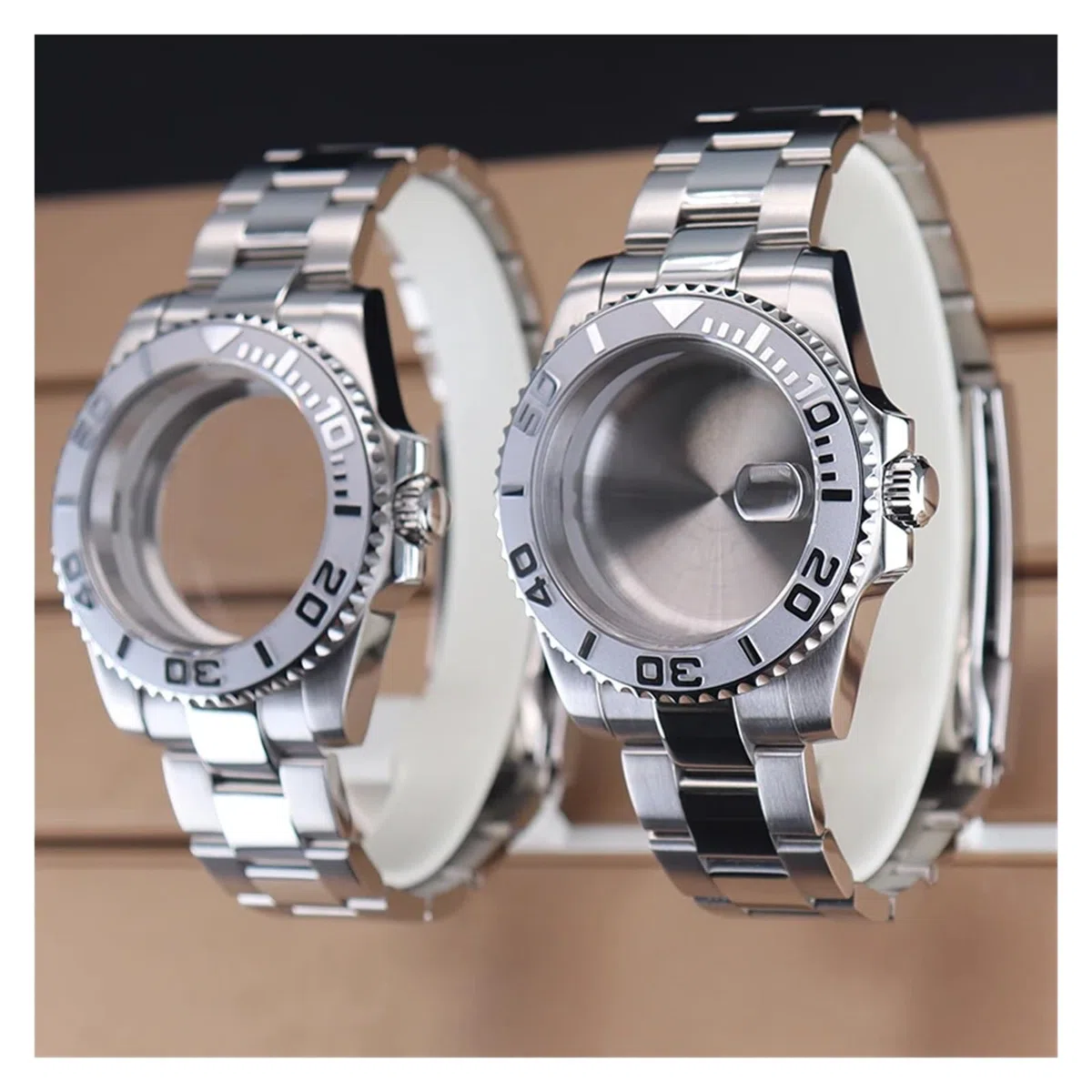 Caja de reloj de 40 mm, esfera de cristal de zafiro de 28,5 mm, compatible con movimiento Nh35/Nh36/Nh34/Eta 2824/Miyota 8215 (parte inferior de cristal 2 para NH34/35/36/38)