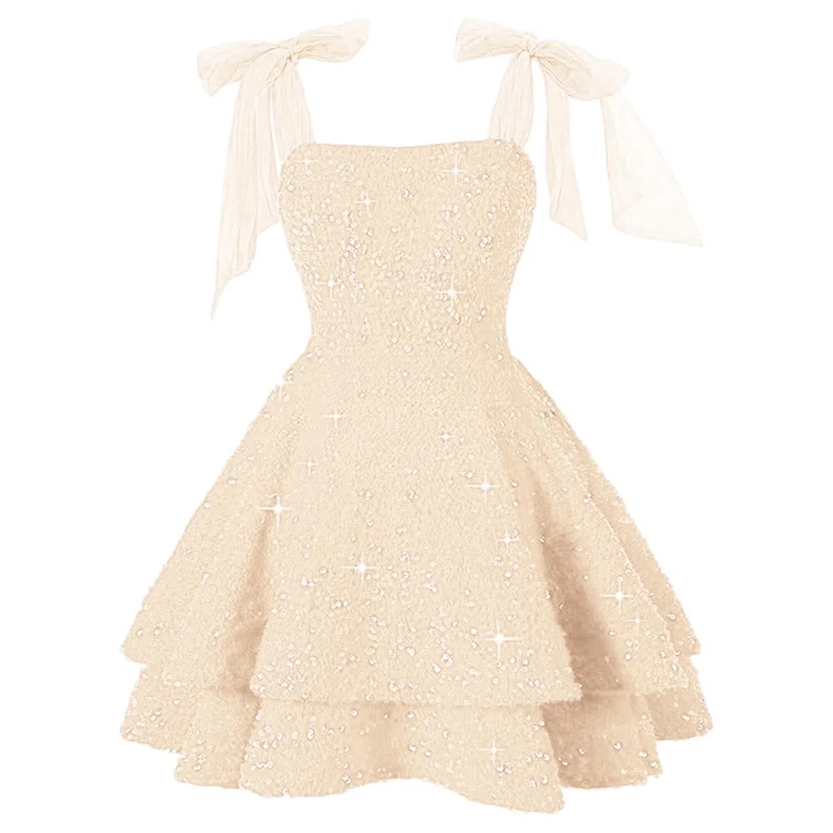 Generisch Vestido de lentejuelas para mujer, vestido de cóctel, corto, vestido de noche, tirantes delgados, minivestido con arco, elegante, manga larga, vestido de maternidad, vestido de fiesta