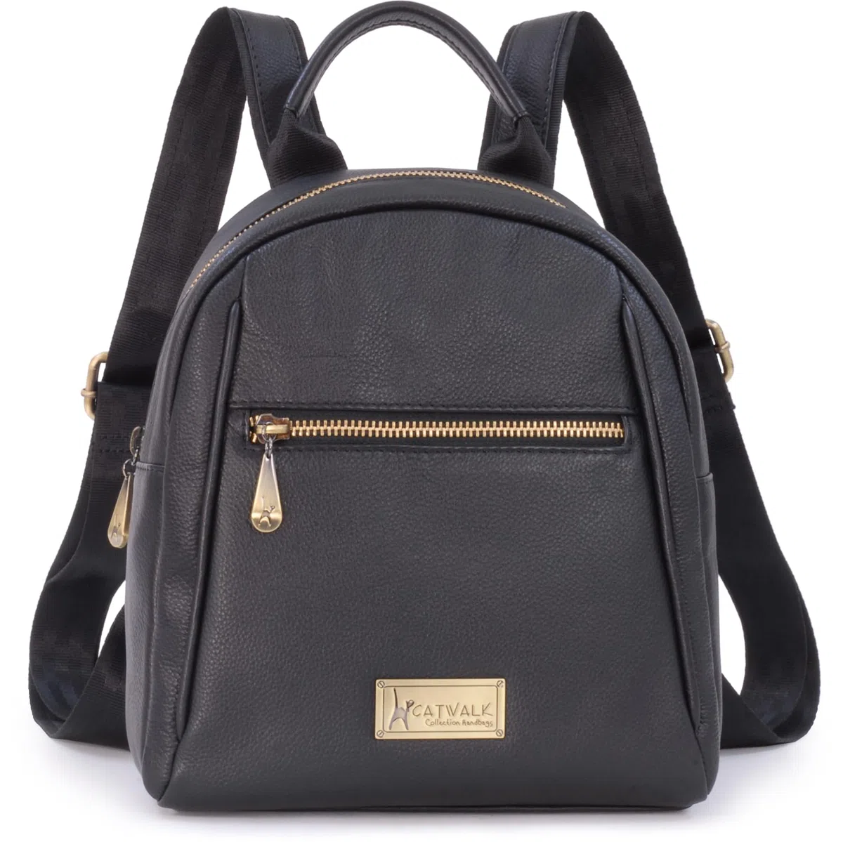 Catwalk Collection Handbags - Bolso Mochila de Mujer - Piel Auténtica - Multibolsillos - Pequeña/Mediana - Correas Ajustables - Zoey - Negro