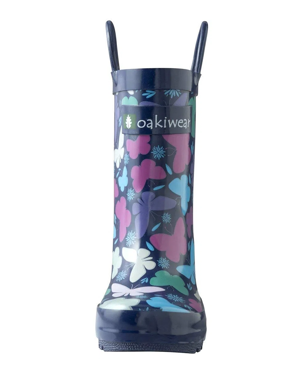 oakiwear Boys – Fácil Botas de Lluvia con Asas de Goma Azul Dinosaurios