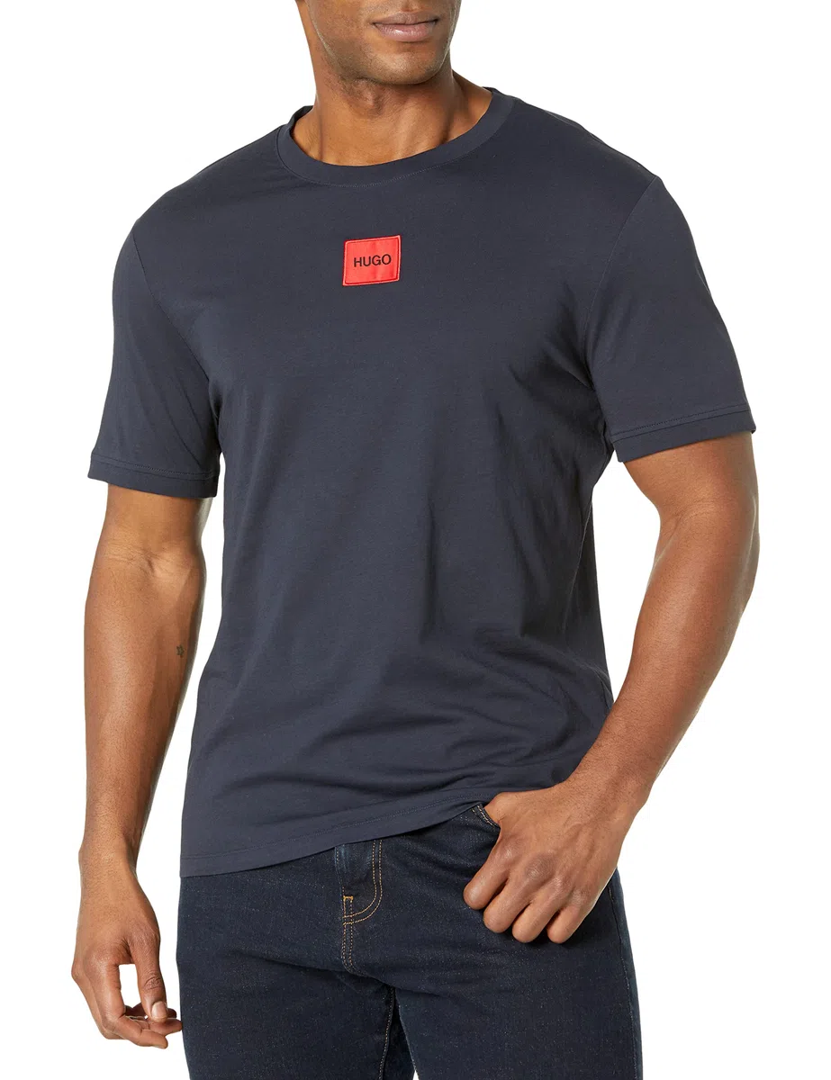 HUGO Ribbed Crew Neck Regular Fit Center Logo T-Shirt Camiseta Hombre