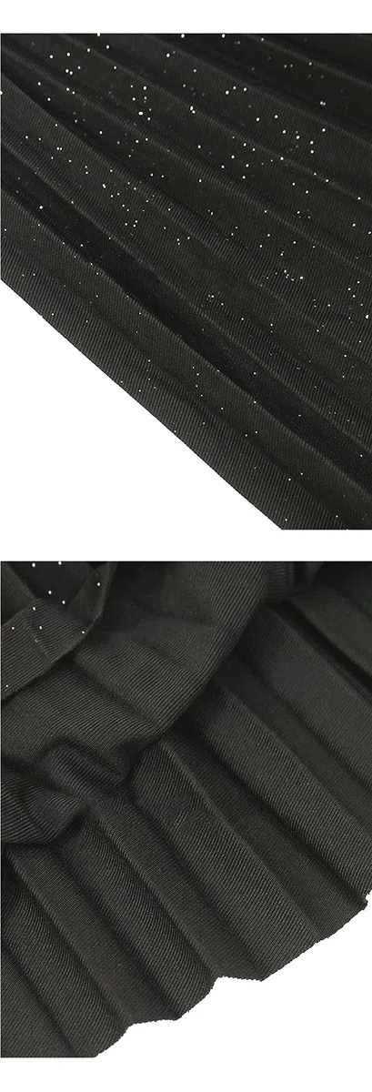 Faldas De Invierno para Mujer, Faldas De Invierno Negras Elegantes para Mujer Cintura Elástica Midi Faldas De Talle Alto para Mujer Faldas Plisadas De Una Línea(Black One Size)