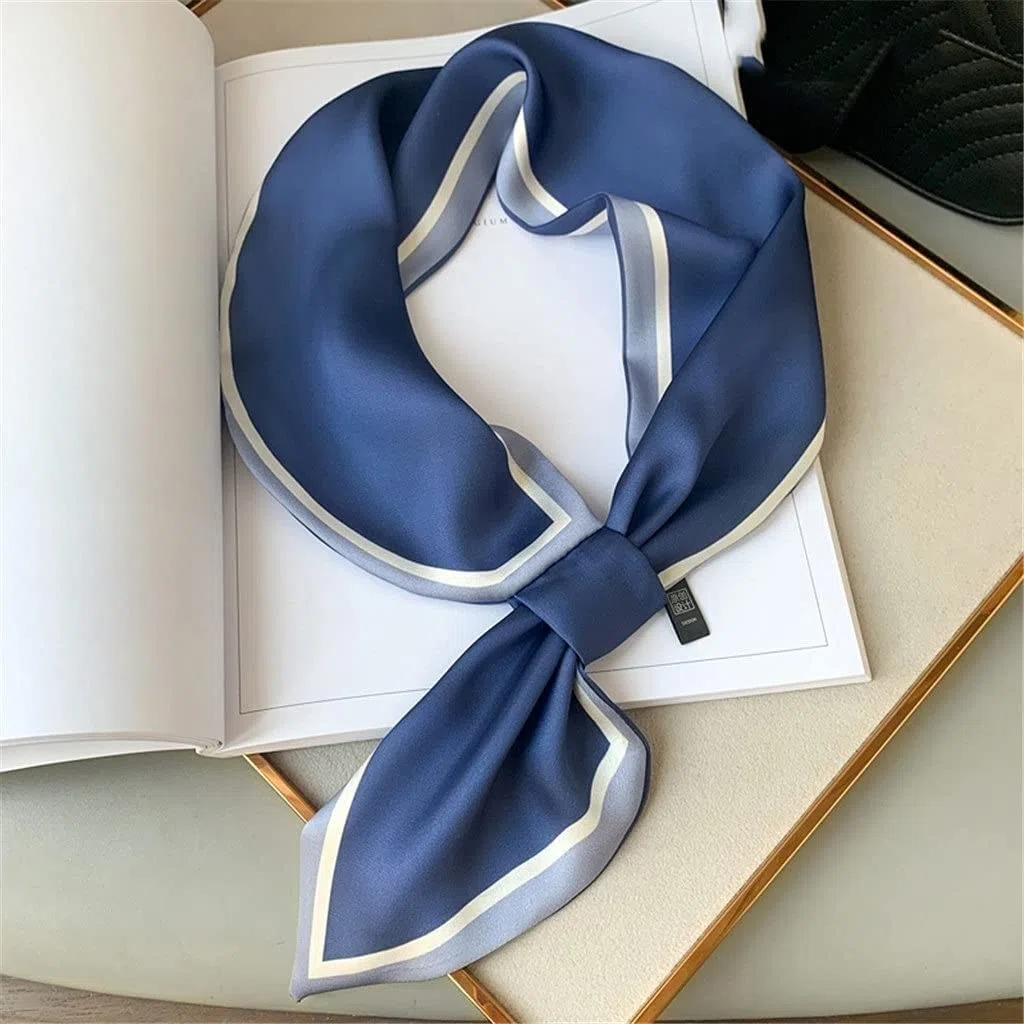 Bufanda de Mujer Bufanda Cuadrada Estampado de Corbata de Pelo Pañuelo de Seda Satinada Pañuelo de Cabeza para Mujer Bufanda de Seda de Tira Larga pequeña (D 15 * 70CM)