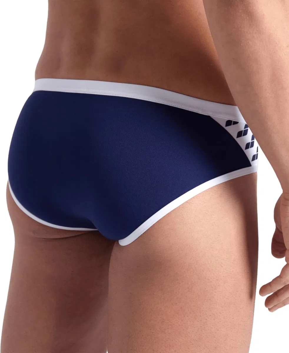 ARENA Men's Icons Solid Swim Briefs Professional Training Swimsuit Sports Trunk Bañador, Azul Marino/Blanco, 38 Hombres