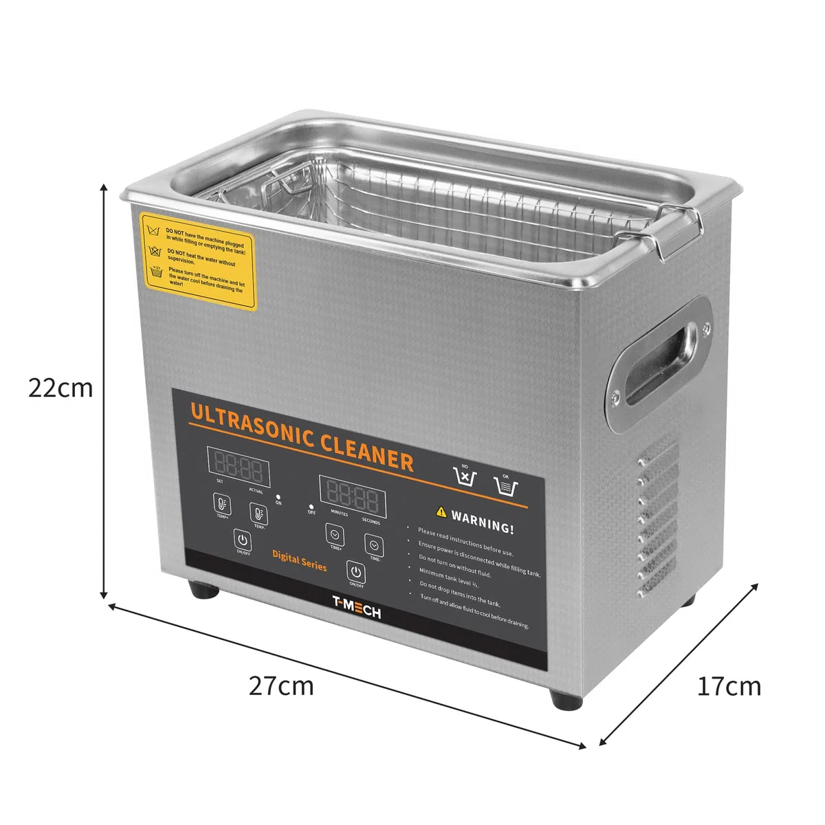 Limpiador Ultrasónico Profesional 3L Acero Inox 120W Máquina Ultrasónica Ultrasonidos Limpieza Joyería Piezas Metálicas con Temporizador Digital Temperatura Ajustable Cesta de Malla de Alambre GRATIS