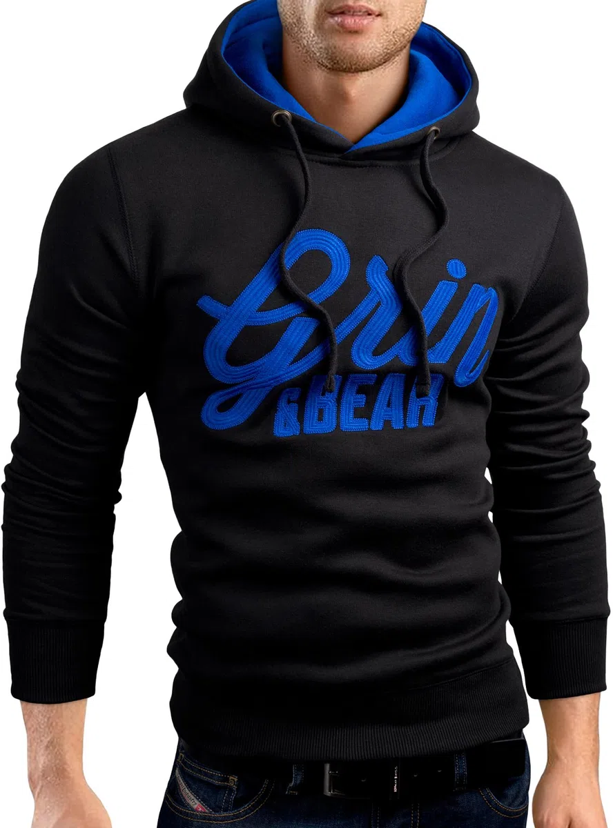 Grin&Bear GEC469 Sudadera con capucha para hombre, entalle ajustado