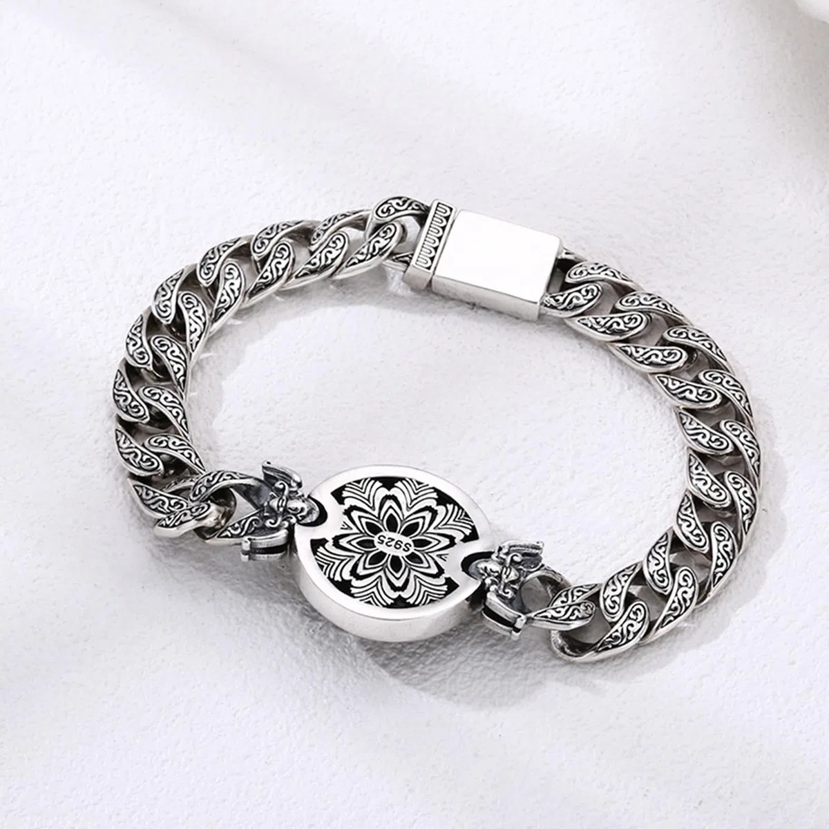 Pulsera para hombre de plata de ley S925, cadena cubana