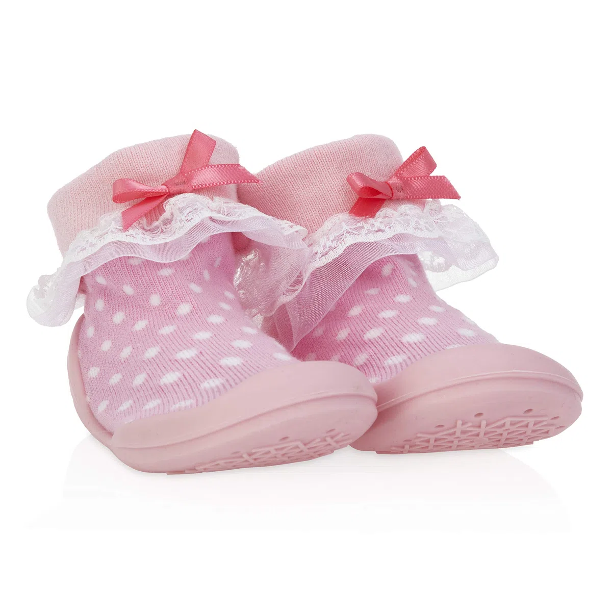 Nuby Snekz - Zapatos cómodos con suela de goma para primeros pasos, diseño de lunares, color rosa, talla grande de 22 a 30 meses