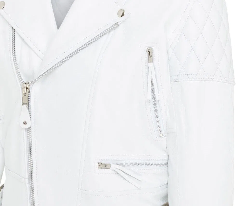 Infinity Leather Chaqueta Motera Brando de Piel de Vacuno Para Hombre