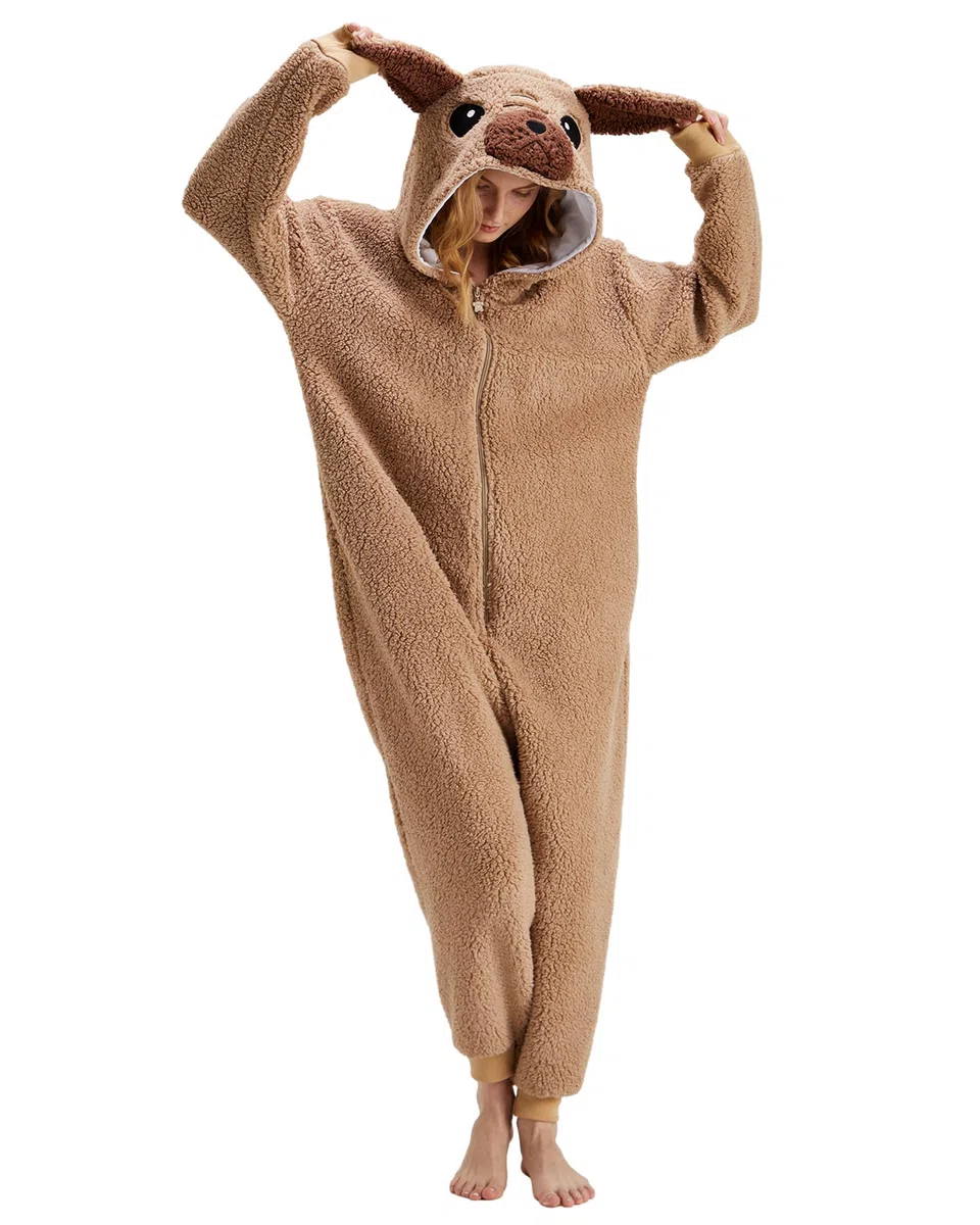 Pijama unisex de carlino para adultos, pijama de animal de una pieza, ropa de dormir cómoda, ropa para el hogar, disfraz de Halloween y cosplay