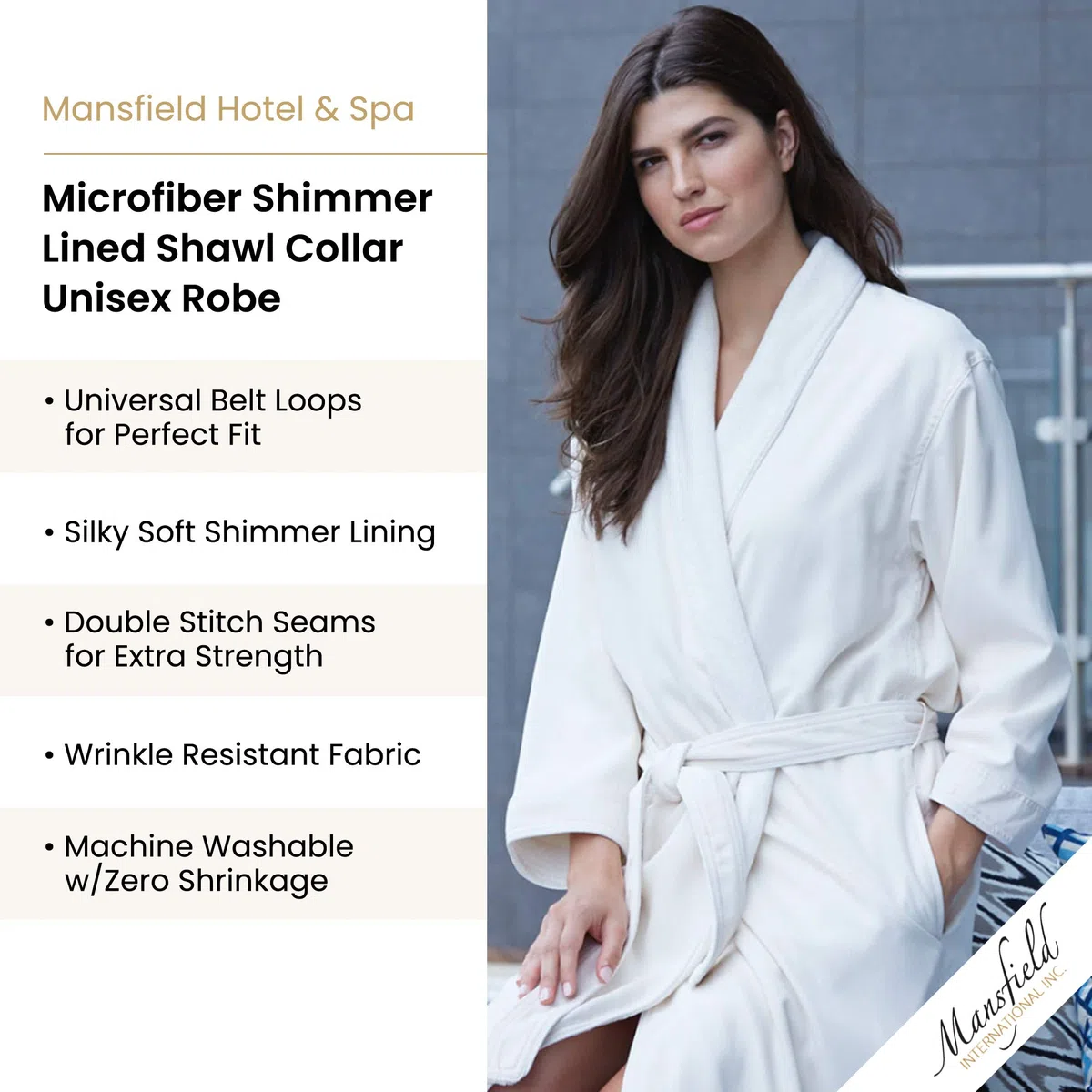 Mansfield - Albornoz Unisex de Microfibra con Forro Brillante - Gris - 2X más