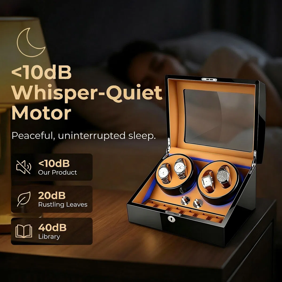 Caja Giratoria para 4 Relojes Automáticos con 6 Compartimentos