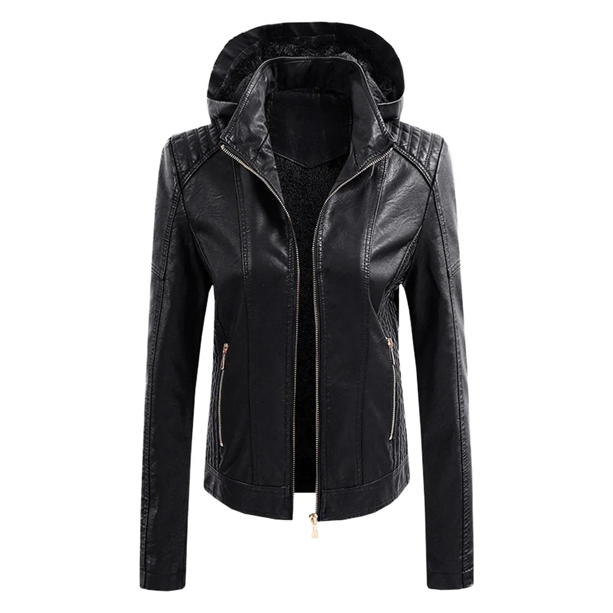Chaqueta Cuero Mujer, Cazadora Cuero Mujer Cazadora Entretiempo Mujer Slim Fit Manga Larga con Bolsillos Y Cremallera Casual Chaqueta De Moto De Piel Sintética Faux Leather Biker Chaqueta De Invierno