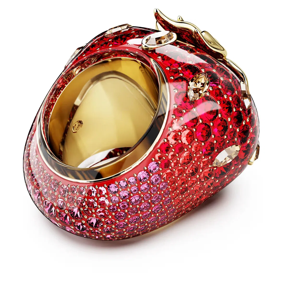 Swarovski Anillo Idyllia, corte mixto, fresa, rojo, chapado en oro, talla 58