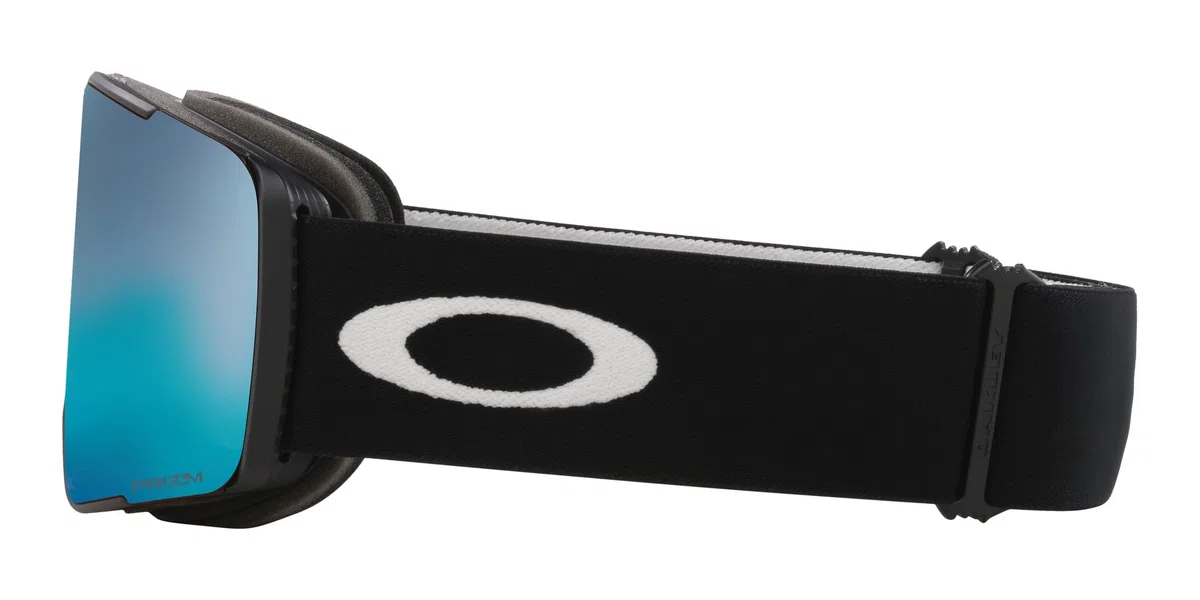 Oakley Line Miner Pro - Gafas de nieve con ajuste de puente bajo, correa negra mate con lente de iridio Prizm Snow Sapphire Iridium, grande