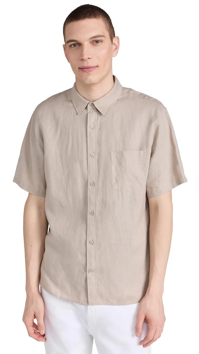Vince Camisa de lino de manga corta para hombre
