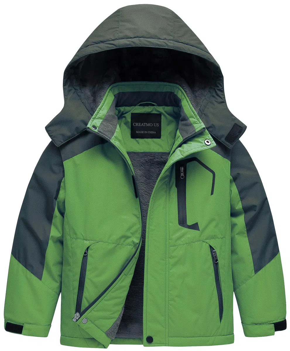 CREATMO US Chaqueta de esquí impermeable para niño, abrigo cálido de invierno, chaqueta de nieve resistente al viento, chaqueta de lluvia para snowboard