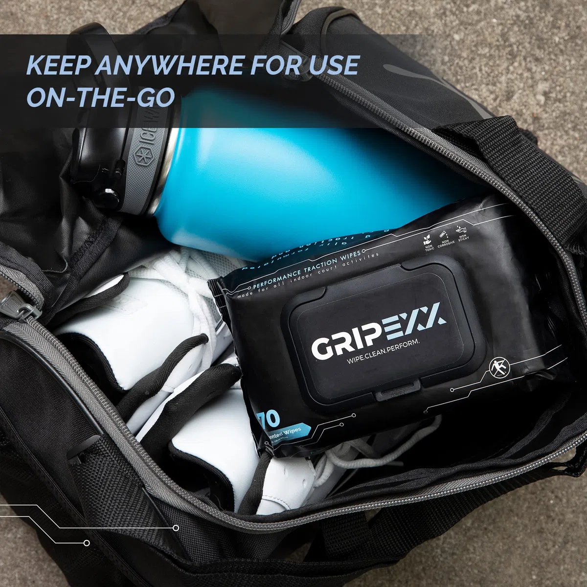 GRIPEXX Toallitas limpiadoras de zapatos, 70 toallitas para zapatos, elimina la suciedad, rozaduras y proporciona tracción, 2 en 1 toallitas multiusos para tenis de baloncesto y suciedad