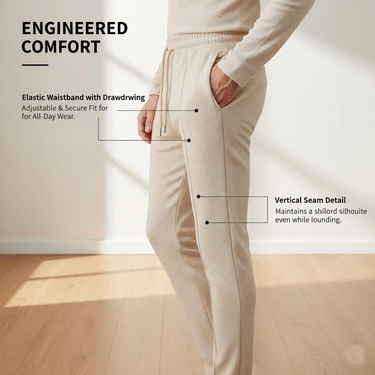Generisch Conjunto de 2 piezas de camisa y pantalones informales para hombre, estilo gofre, ropa informal y casual