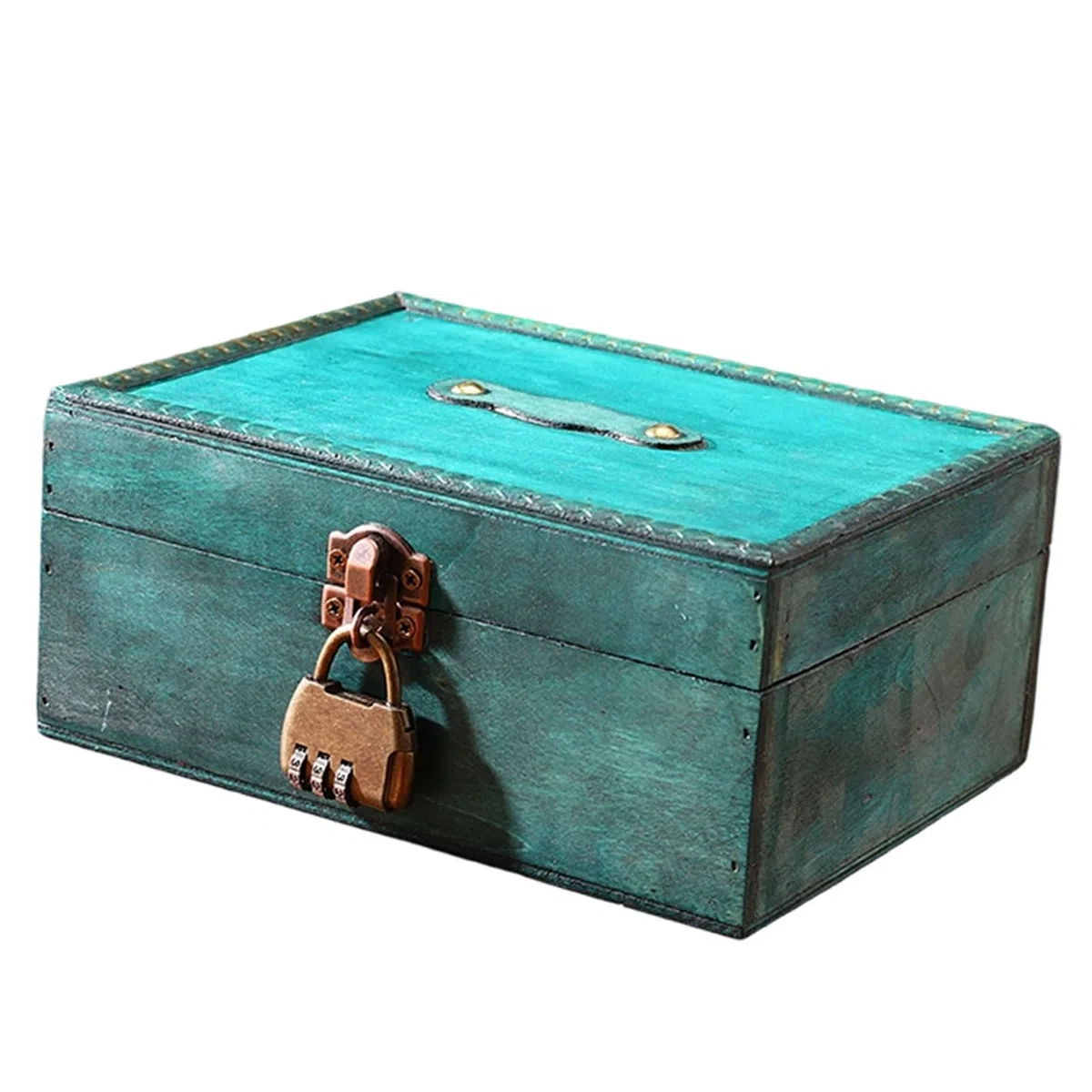 Caja de Almacenamiento de Joyas de Madera Antigua con Cerradura para decoración de la Oficina en hogar Soporte de Recuerdos en Cofre de Madera con Mecanismo de Cerradura Caja de Almacenamiento