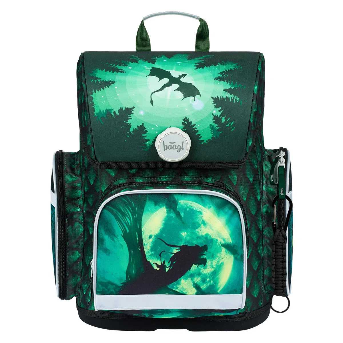 Baagl Mochila escolar para niños y niñas para 1ª clase (o 2ª clase), mochila escolar Ergo para niños y niñas, mochila escolar ligera con correa para el pecho, dragón, 39 x 27 x 17 cm, De moda