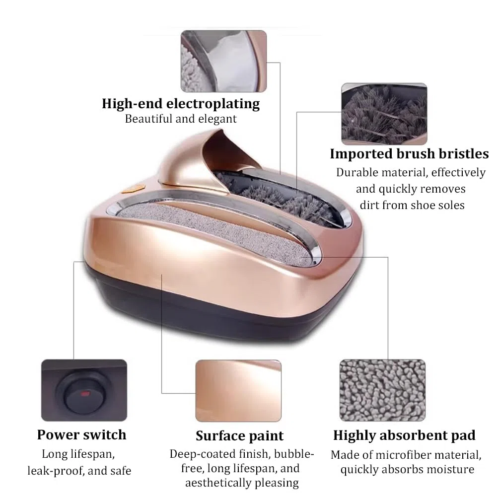 Máquina Inteligente para Limpiar Suelas De Zapatos, Equipo Eléctrico para Limpiar Calzado, Máquina Automática para Pulir Zapatos con Sensor,Champagne