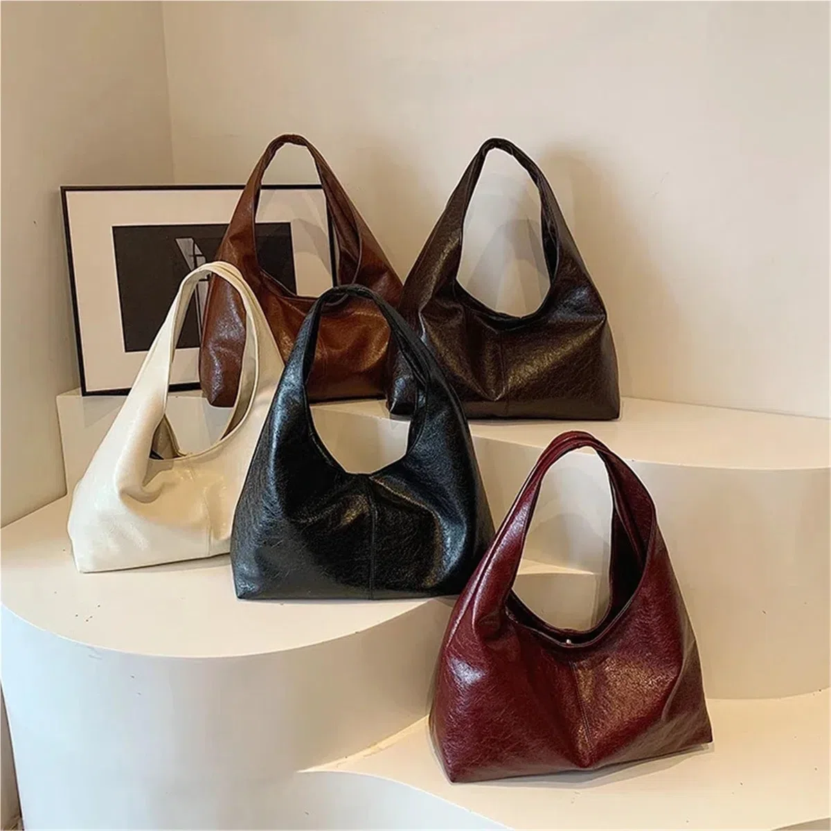 Bolsos grandes tipo hobo de piel sintética for mujer, bandolera, for el hombro, bolsos y carteras Para Viajes Compras Trabajo Citas