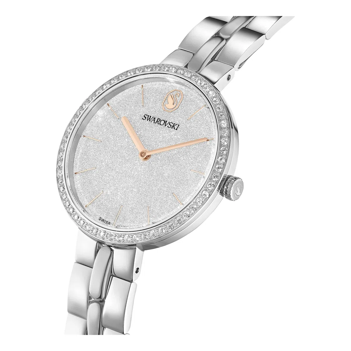 Swarovski Cosmopolitan Collezione Orologio, Swiss Made, Bracciale in Metallo, Tonalità Argento
