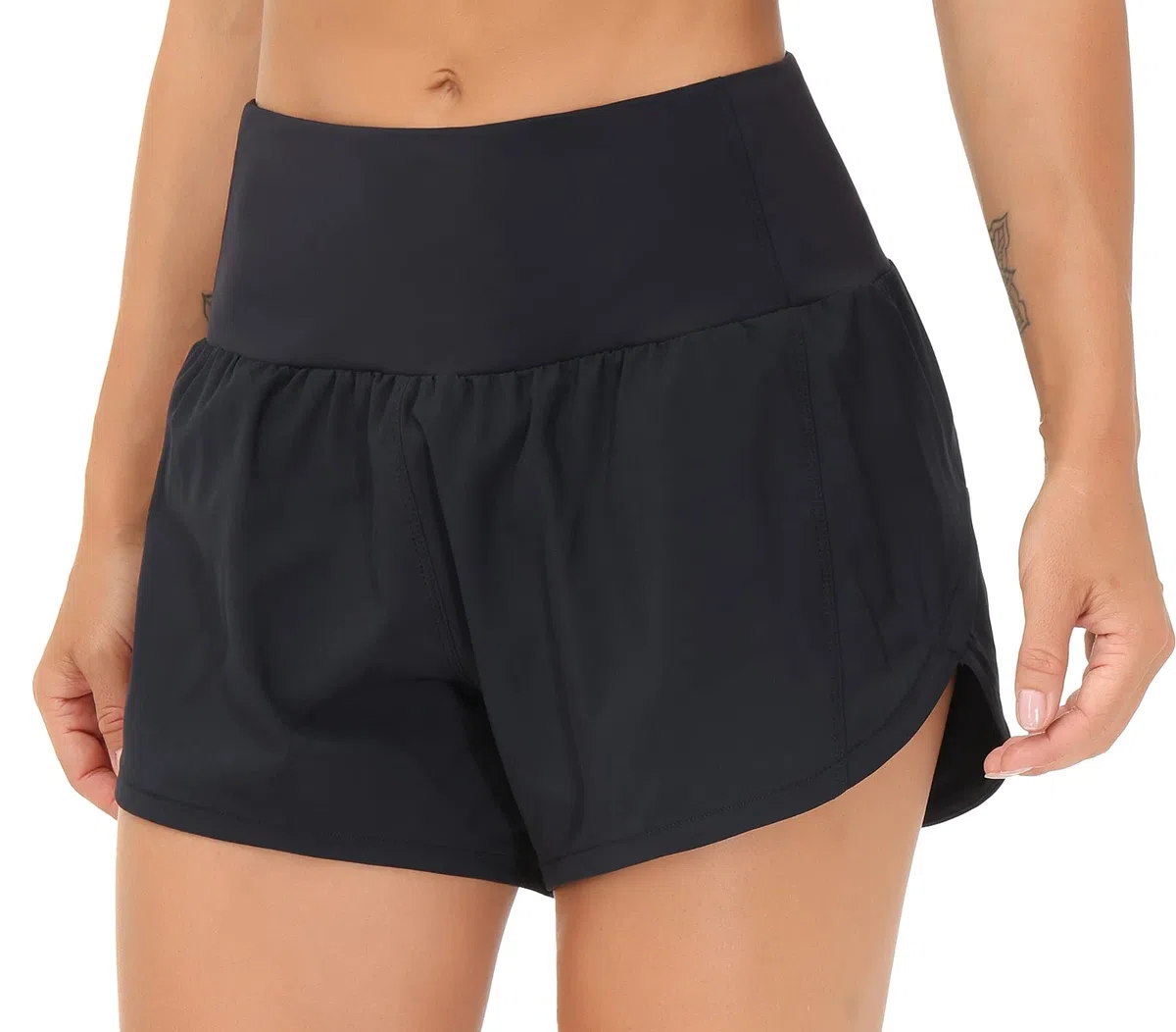 The Gym People Pantalones Cortos de Correr de Cintura Alta para Mujer, de Secado rápido, con Forro de Malla y Bolsillos con Cremallera